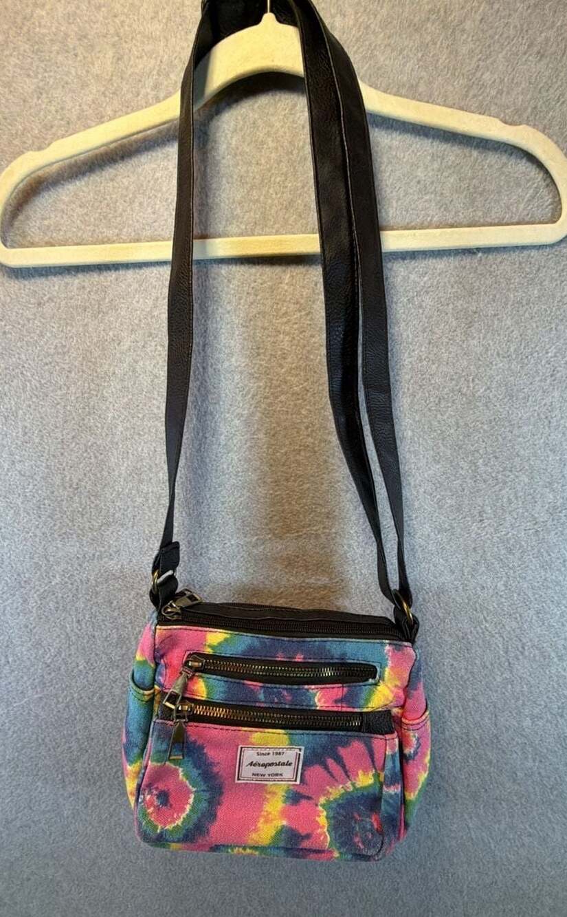 Aéropostale Tie-Dye Canvas Multi-Zip Crossbody Purse